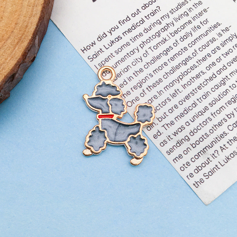 Wholesale Cartoon Japanese Cute Puppy Dog Drip Oil Alloy Necklace Bracelet Pendant